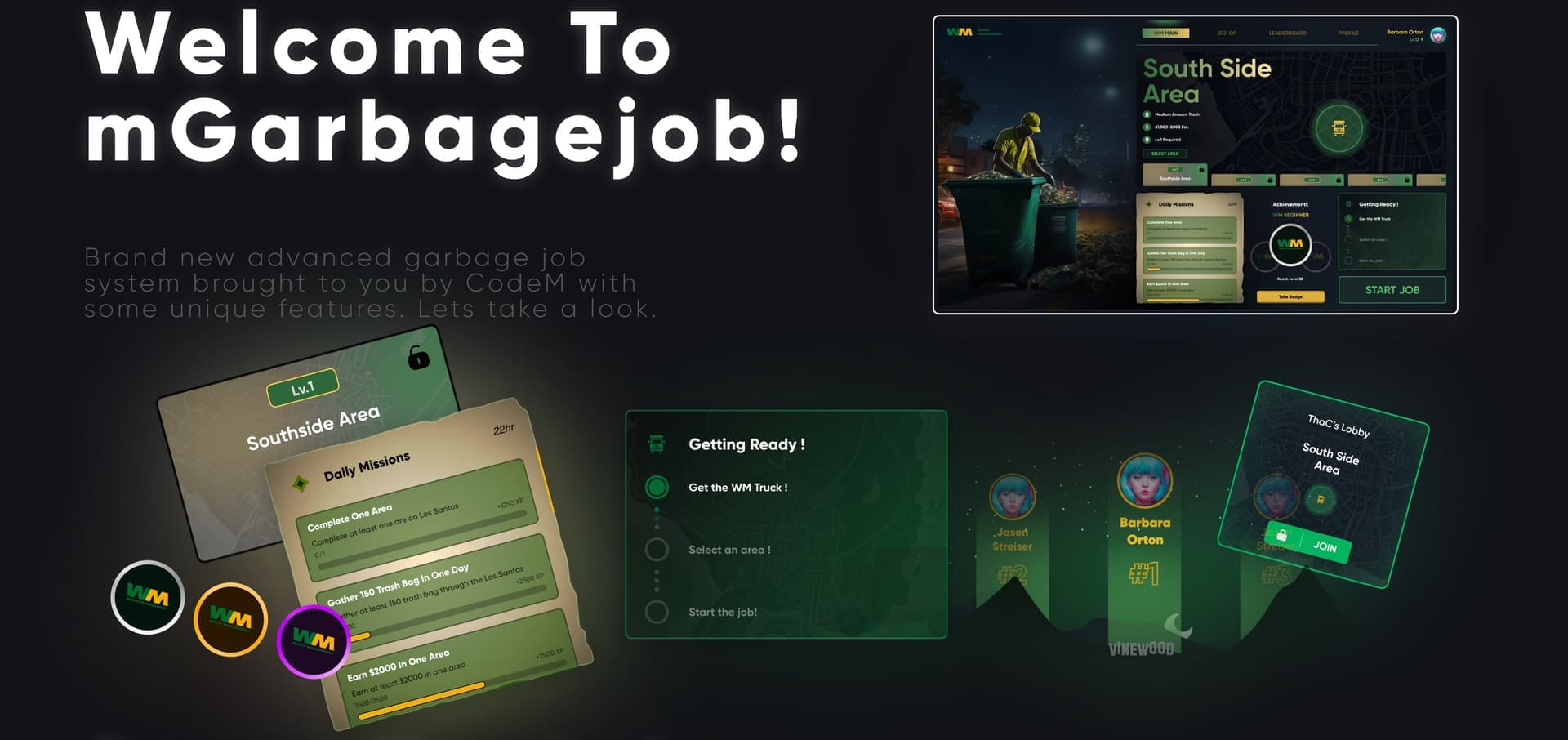 CodeM mGarbagejob — Advanced Co-Op Sanitation Job FiveM Script — esx 3