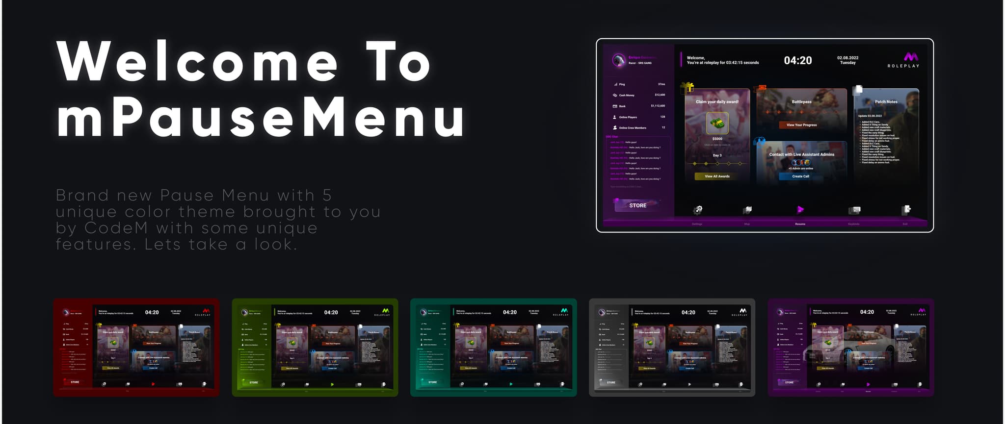 CodeM mPausemenu — Advanced Pause Menu FiveM Script — esx 2