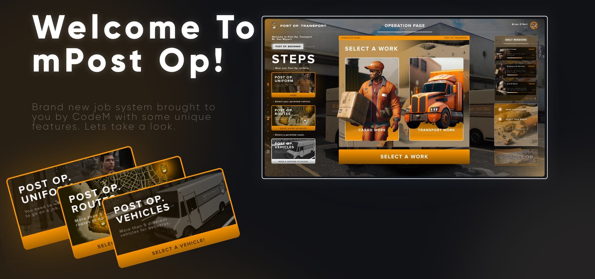 CodeM mPostop — Advanced Cargo Work FiveM Script — esx 3