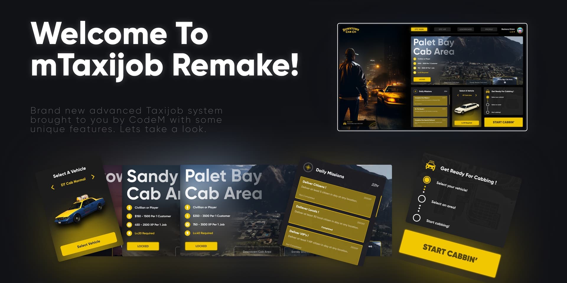 CodeM mTaxiJob — Fortschrittliches Taxi-Skript FiveM Script — esx 3