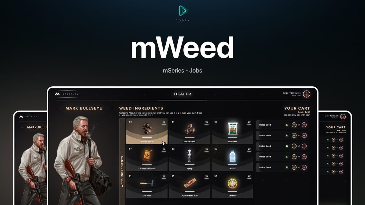 CodeM mWeed — Weed Growing & Drug Production System esx FiveM Script