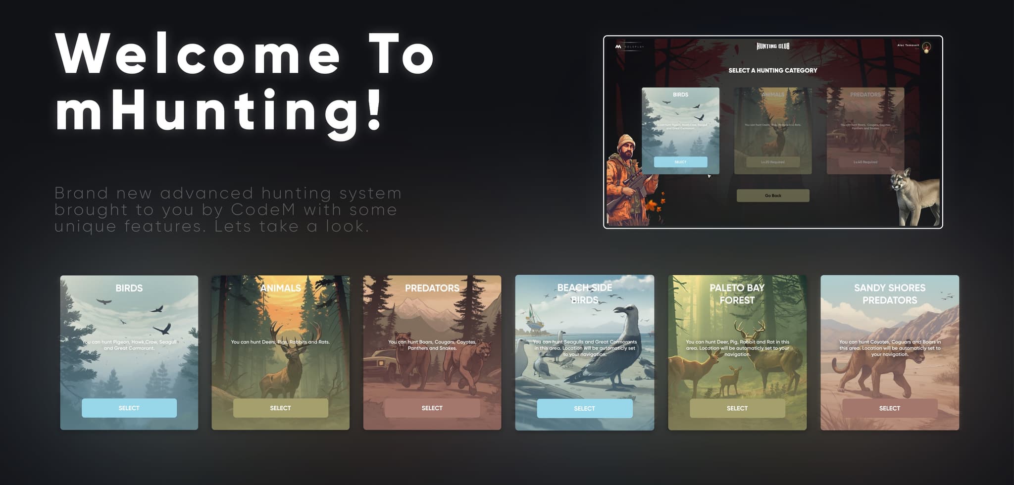 CodeM mHunting — Jagd- & Wildtiersystem FiveM Script — esx 2