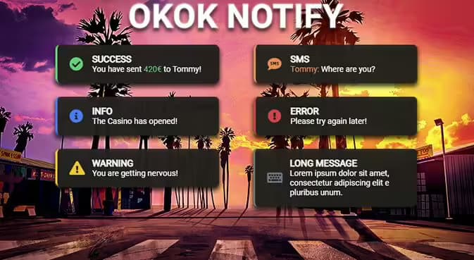 OKOK Notifications standalone FiveM Script
