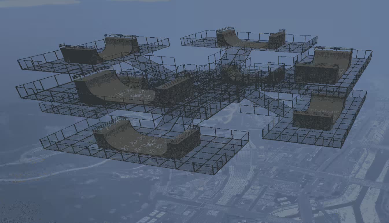 2 Floor Sky Ramps with 8 Ramps