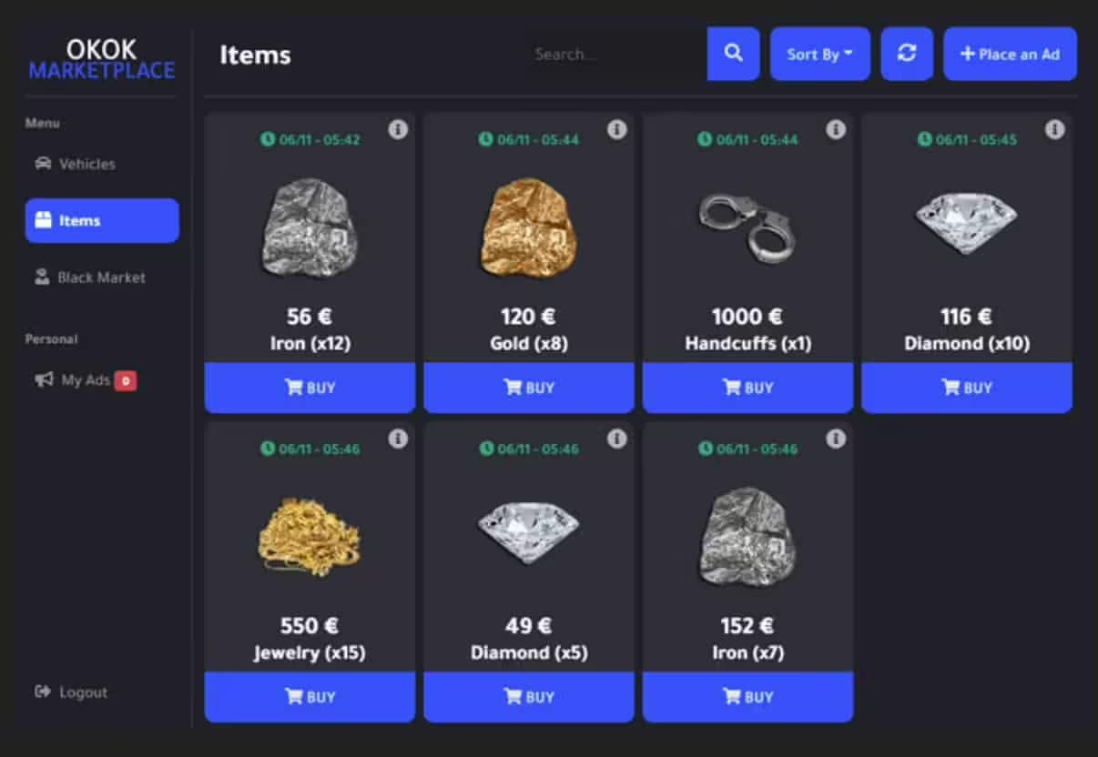 okokMarketplace FiveM Script — esx 2