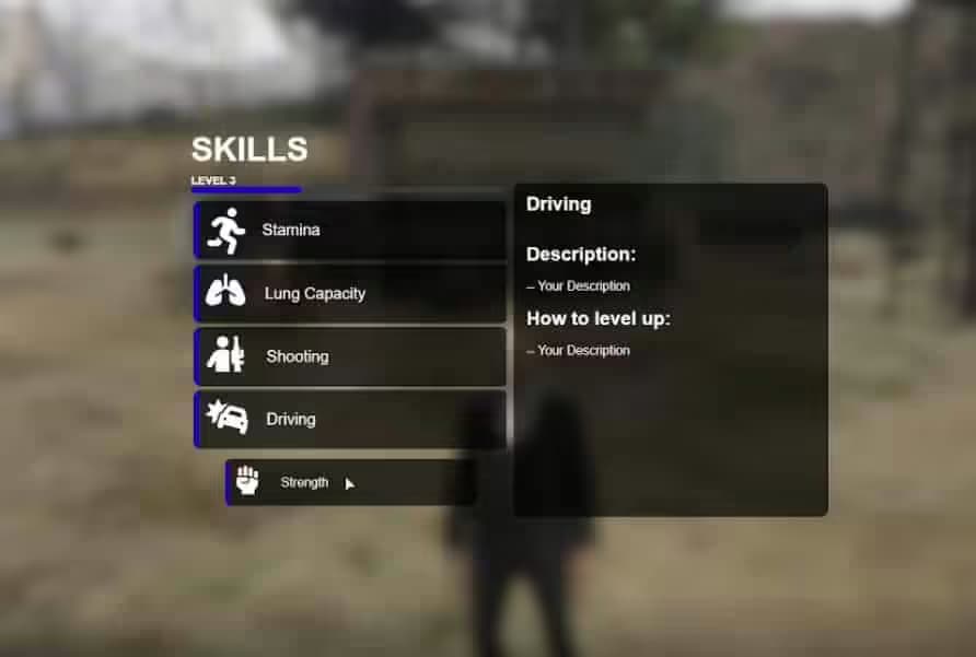 Qbus Skills System qbcore FiveM Script