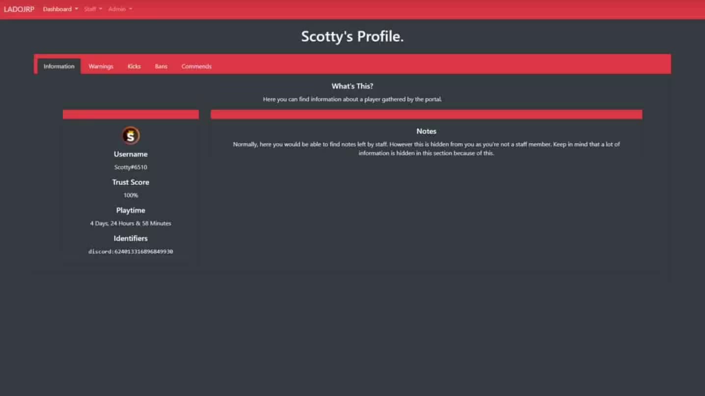 Staff Portal (Web Panel) - Warn, Kick, Ban, Command esx FiveM Script