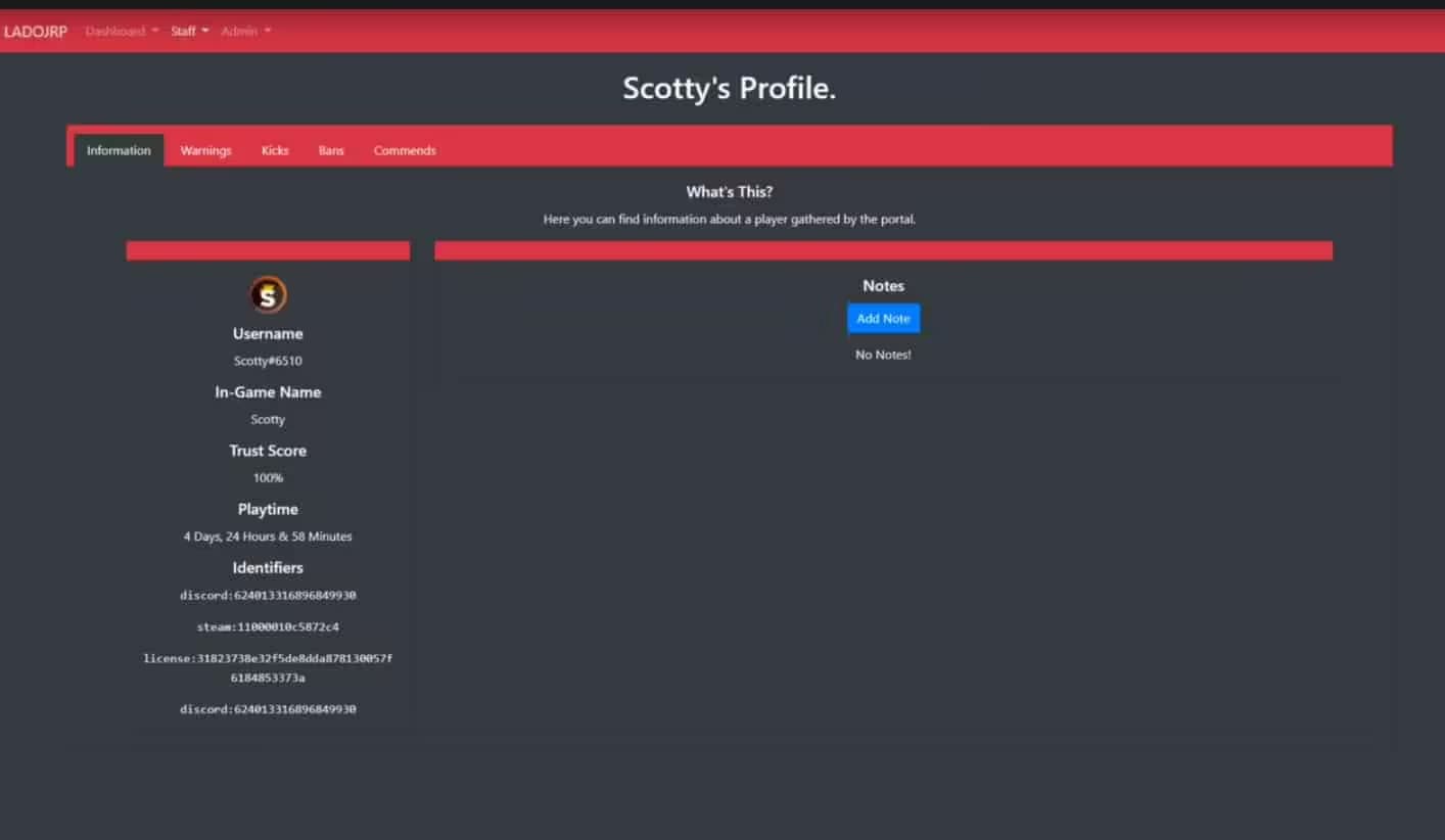 Staff Portal (Web Panel) - Warn, Kick, Ban, Command FiveM Script — esx 4