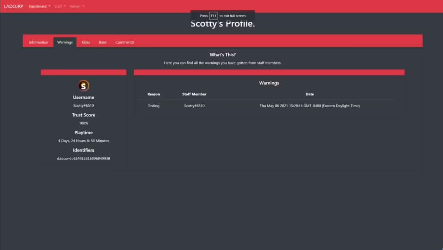 Staff Portal (Web Panel) - Warn, Kick, Ban, Command FiveM Script — esx 2