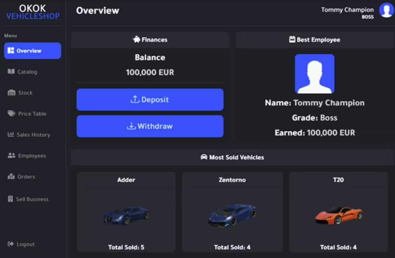 okok Vehicle Shop (QBCore / ESX) FiveM Script — esx 3