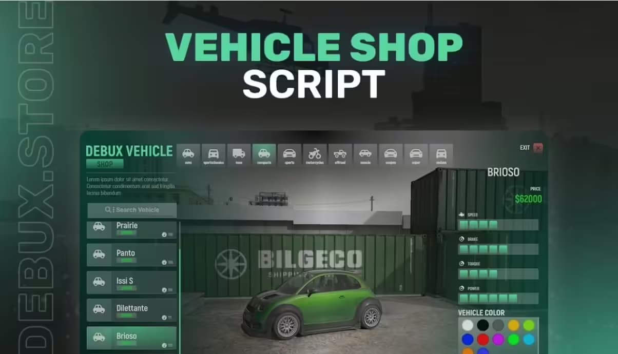 Vehicle Shop (DebuX) (QB/ESX) esx FiveM Script
