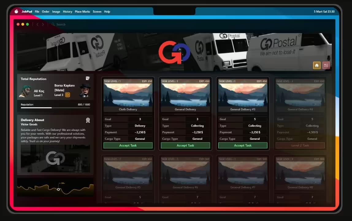 0R-MULTIPLAYER DELIVERY (NEW UI) FiveM Script — esx 2