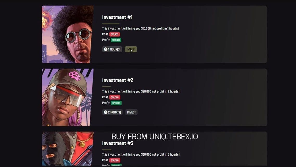 Uniq Investments FiveM Script — esx 2