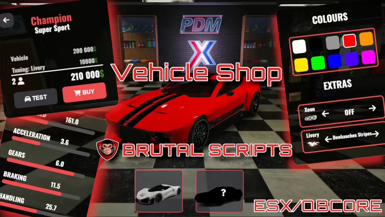 FiveM Vehicle Shop (Brutal Scripts) esx FiveM Script