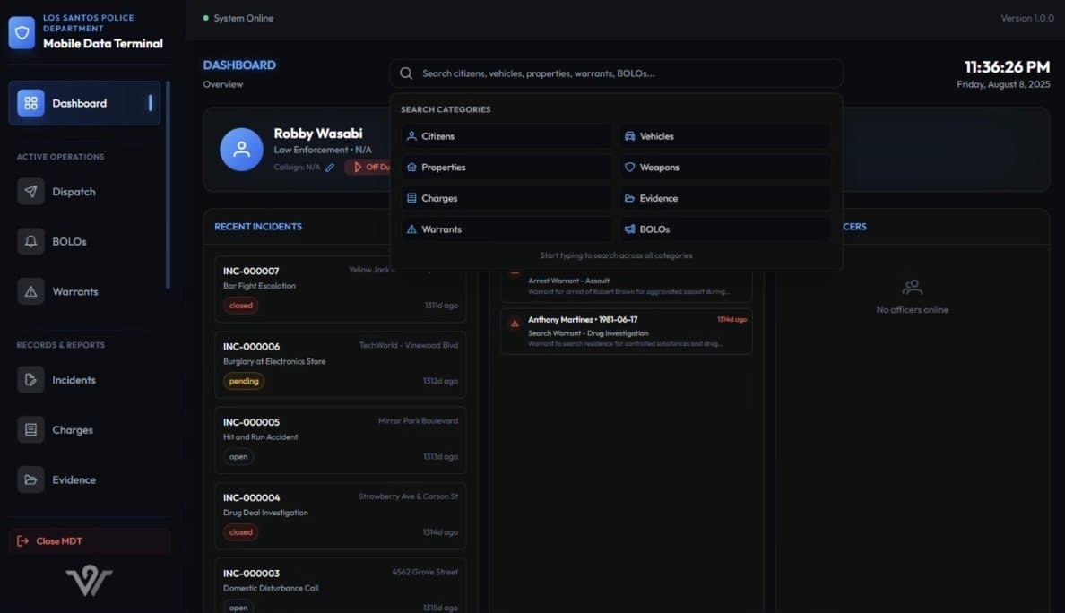 Wasabi MDT & Einsatzzentrale FiveM Script — esx 6