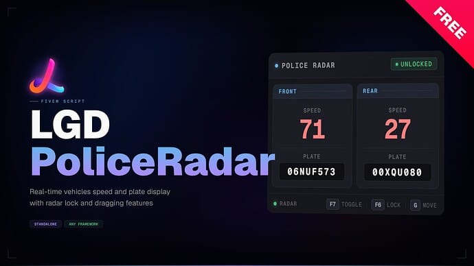 LGD PoliceRadar — Police Radar HUD | All Frameworks | Auto-Lock | KMH & MPH